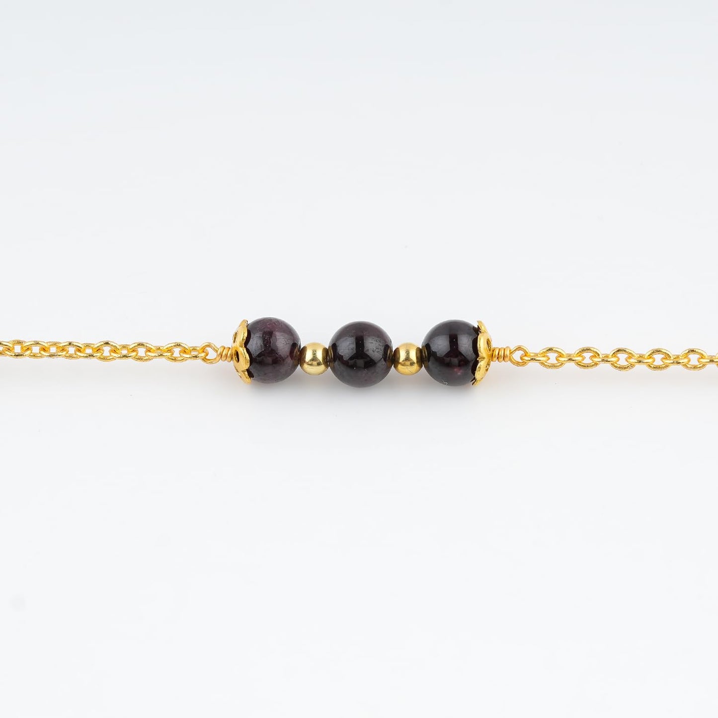 JEWEL OF ROCKS Sleek Stylish GARNET Bracelet, Handmade Craft, Beads Bracelet, Chakra Healing Bracelet, Gemstone Women Jewelry, Hypoallergenic Gold Plated Brass Bracelets 8" inch