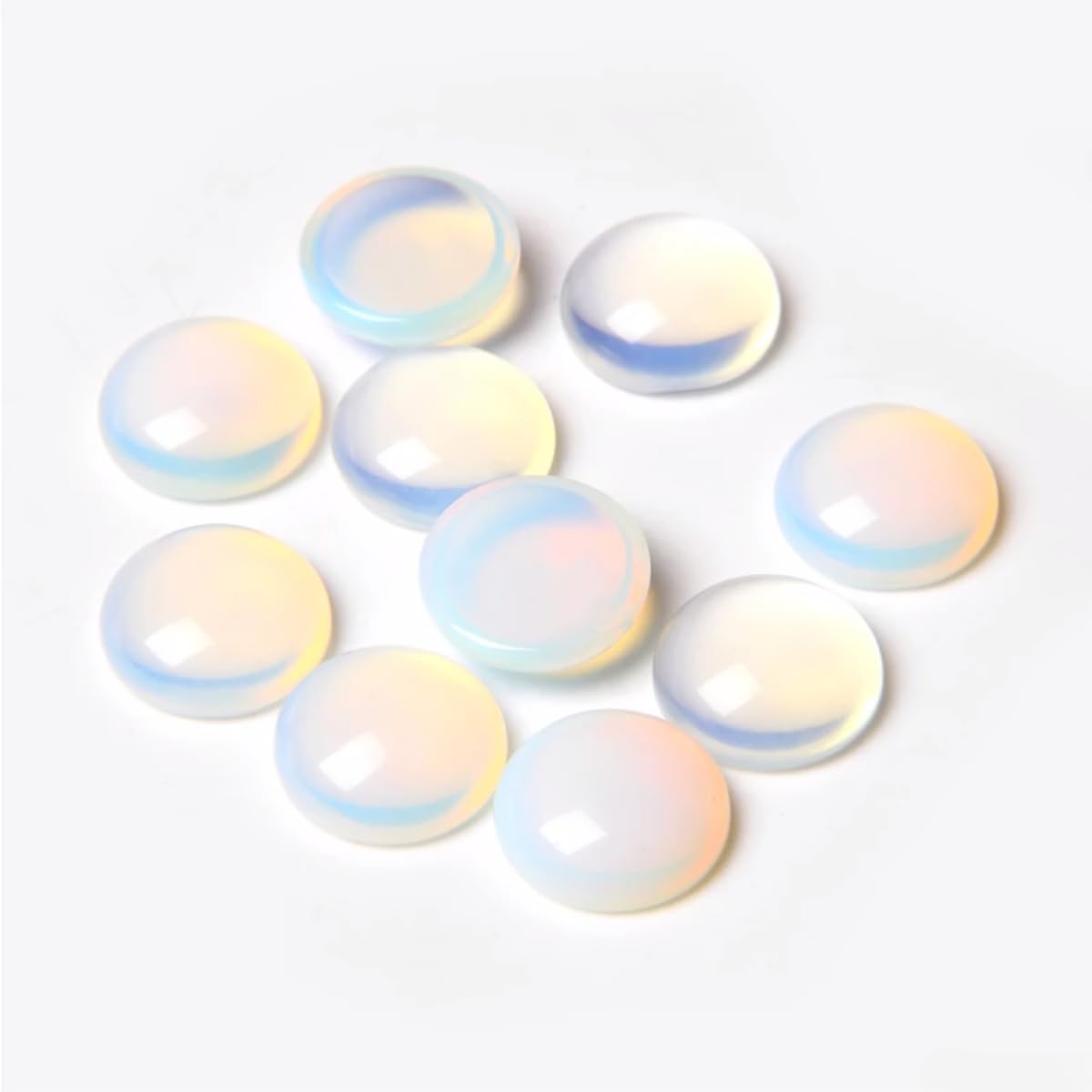 20pcs 12mm Natural Stone No Hole Opal Semicircle Smooth Cabochons Beads Healing Chakra Crystal Stone Bead for Jewelry Making Rings Earrings Necklace Bracelet DIY Crafts