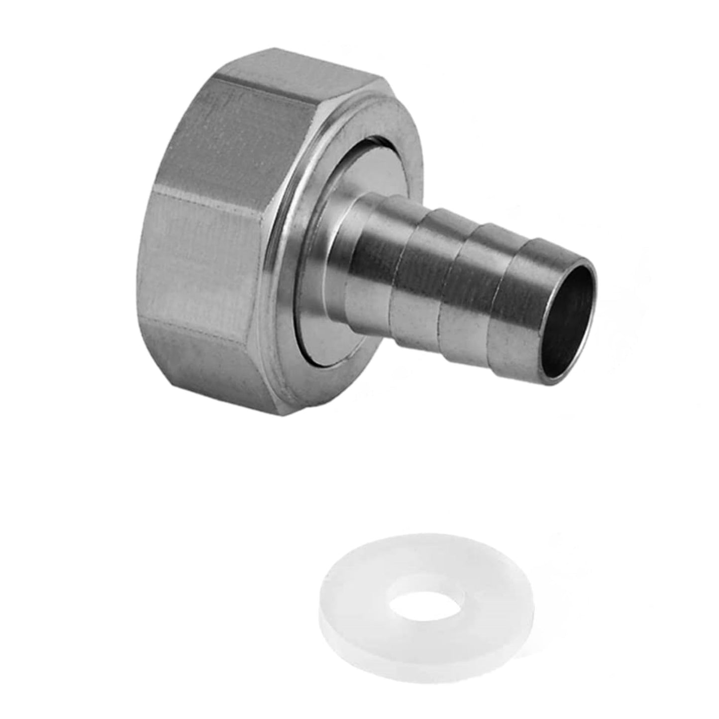 Fitvell Stainless 3/8" Hose Barb x 3/4" Female GHT Garden Hose Threaded Swivel Connector Repair Fitting for Water Boat Lawn Power Wash Irrigation
