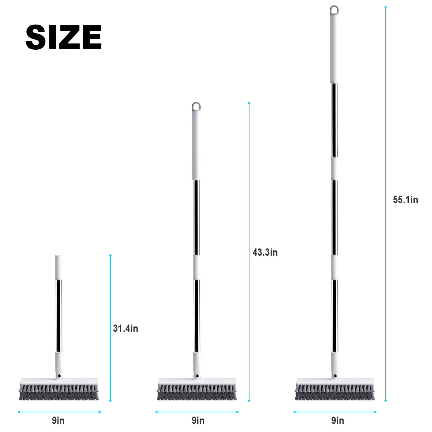 Floor Scrub Brush with Long Handle, Heavy-Duty Stiff Bristles, V-Shape Floor Scrubber Brush for Tile, Concrete & Grout Lines, Stand-Up Cleaning for Garage, Bathroom, Deck & Patio