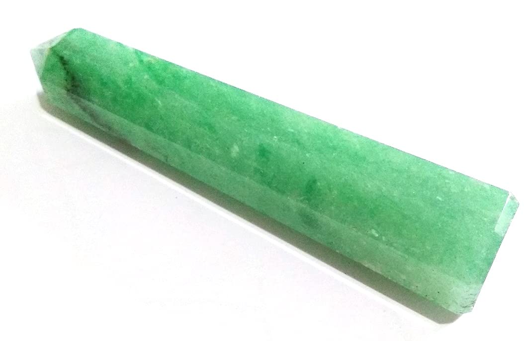 WholesaleGemShop 3 Inch Green Jade (Mica) Gemstones Obelisk Tower Jumbo Facet Aura Rock Crystal Natural Polished Earth Wand Spirit