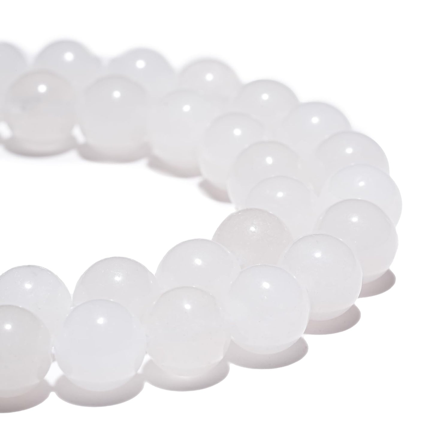 10mm Natural White Jade Gemstone Beads Polished Round Smooth Stone Beads for Bracelets Jewelry Making 15inch Loose Beads