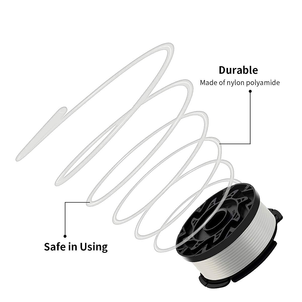 String Trimmer Line for Black and Decker Trimmer/Edger, AF-100, 6 Spools , 1 Cap , 1 Spring