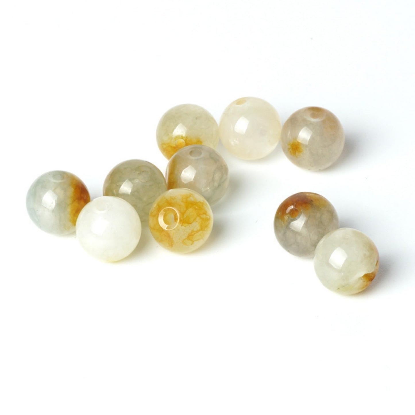 100Pcs Natural Stone 6mm Yellow Jasper Round Loose Gemstone Energy Healing Beads Hole Size 1mm DIY Smooth Beads for Bracelet Necklace Earrings Jewelry Making