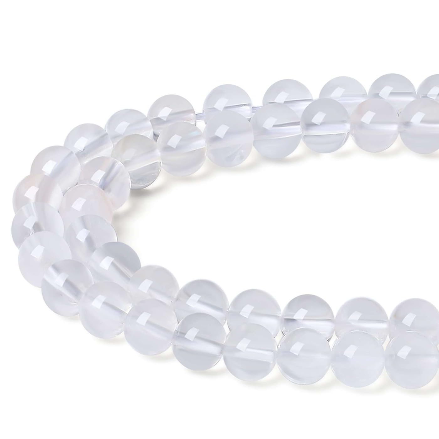 LAIDANLA Clear Quartz 8mm Natural Stone Beads Round Loose Gemstone Stone Beads for DIY Bracelet Necklace Earrings Jewelry Making Polishing Genuine Real Beading Crystal 96PCS 2 Strand 32"