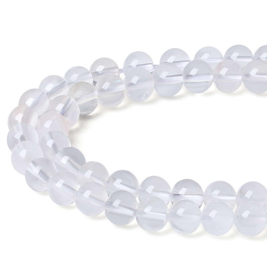 LAIDANLA Clear Quartz 8mm Natural Stone Beads Round Loose Gemstone Stone Beads for DIY Bracelet Necklace Earrings Jewelry Making Polishing Genuine Real Beading Crystal 96PCS 2 Strand 32"