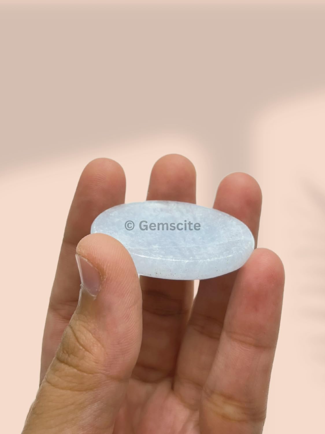 GEMSCITE Blue Calcite Thumb Worry Stones Metaphysical Gemstone Crystal Healing Reiki Men Women Gift FENG Shui Positive Energy Love Wellness Palm Stones Wicca Powerful