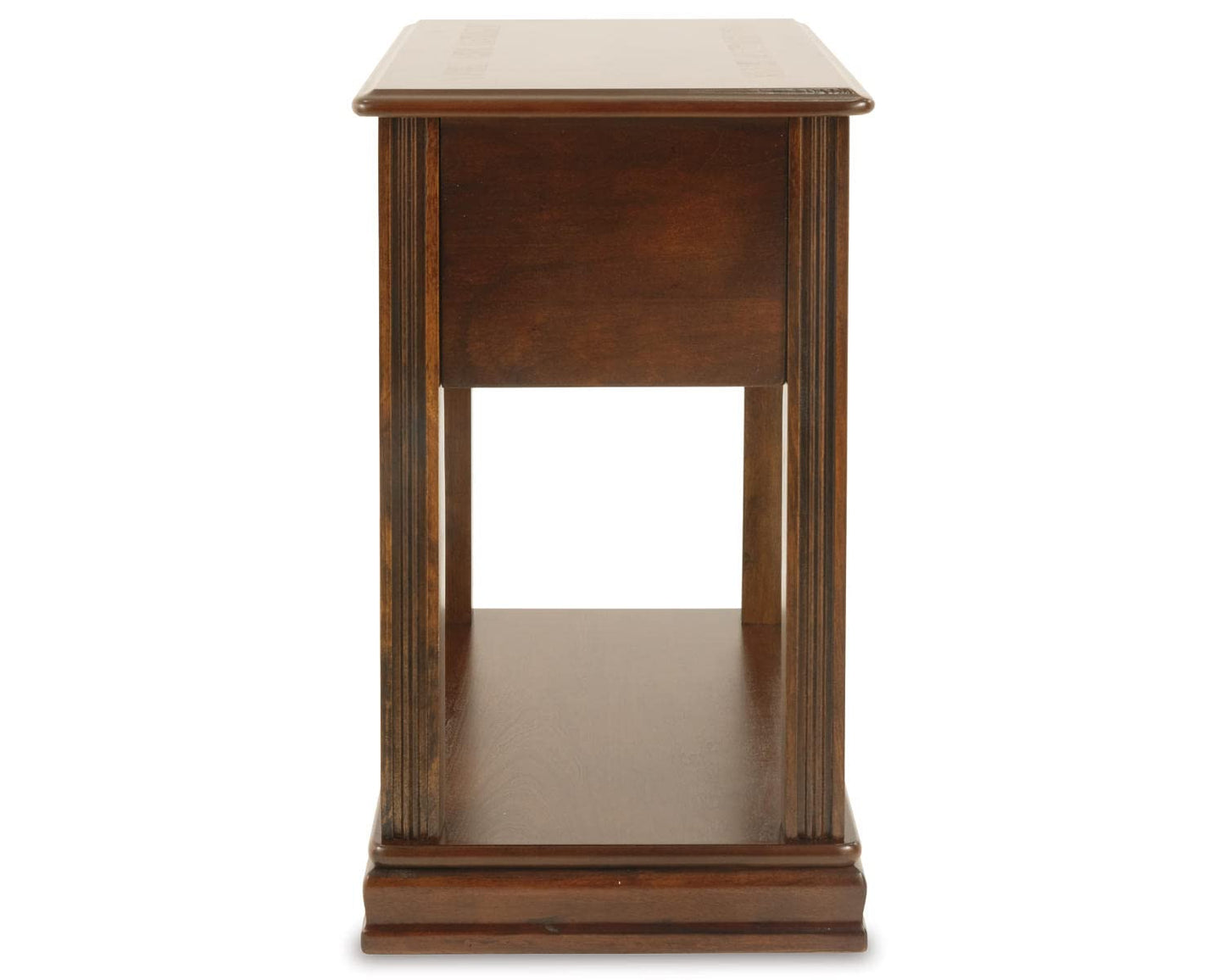 Signature Design by Ashley Breegin Chair Side End Table, 1 Drawer, 1 Fixed Shelf, Veneers, Wood, 13.13" W x 22.13" D x 23" H, Brown