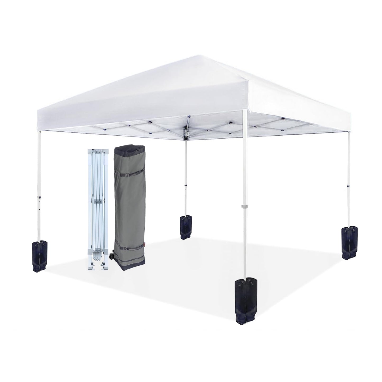 Amazon Basics Outdoor Pop Up 10 x 10 Canopy Tent for Events, Portable with Instant Easy Setup, One-Push, Includes Wheeled Carry Bag, 8 Stakes, 4 Ropes, 4 Weighted Bags, White