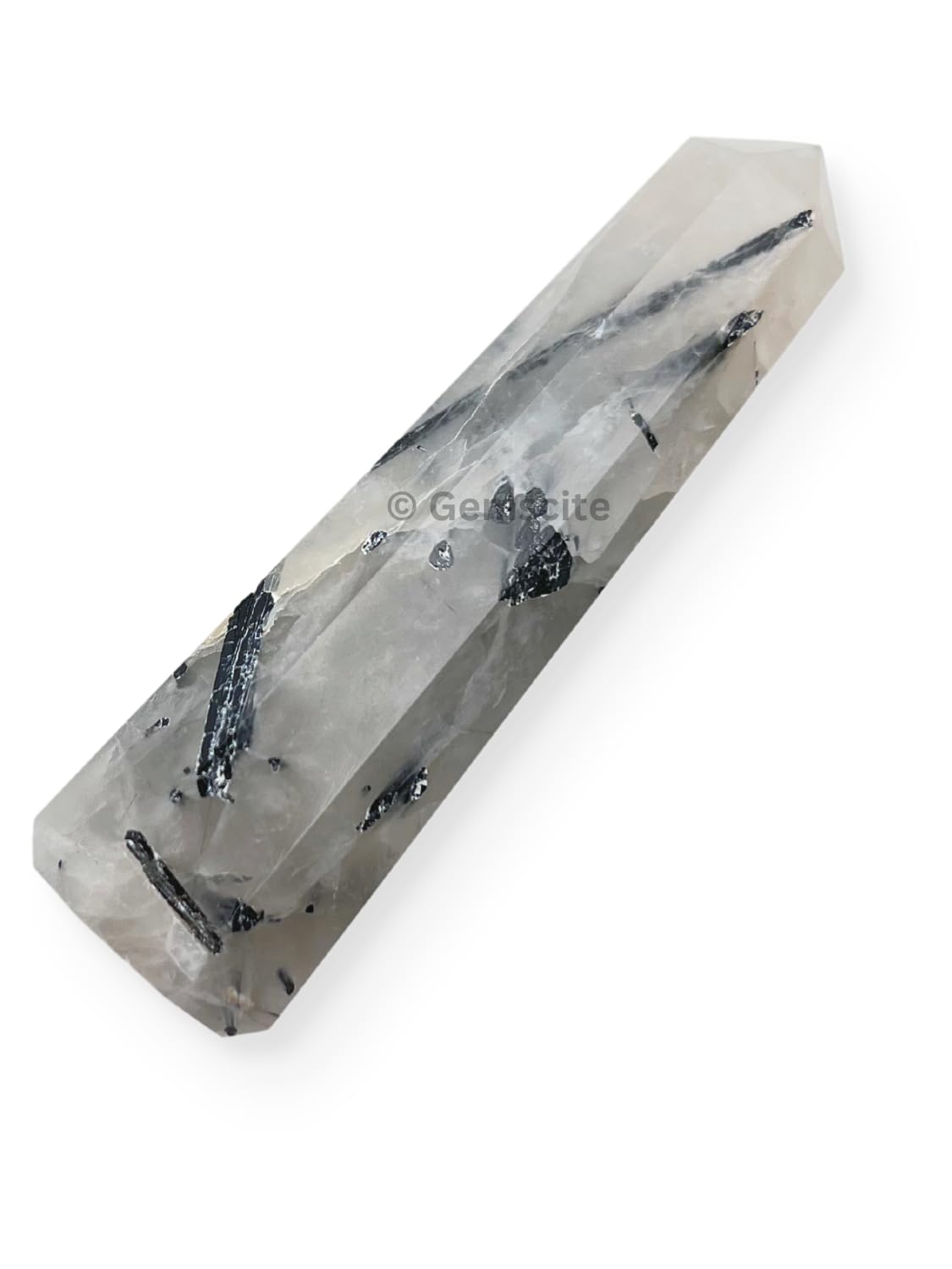 WholesaleGemShop 3 Inch (70 mm) Gemstones Black Rutile Obelisk Tower Jumbo Facet Aura Rock Crystal Natural Polished Earth Wand Spirit