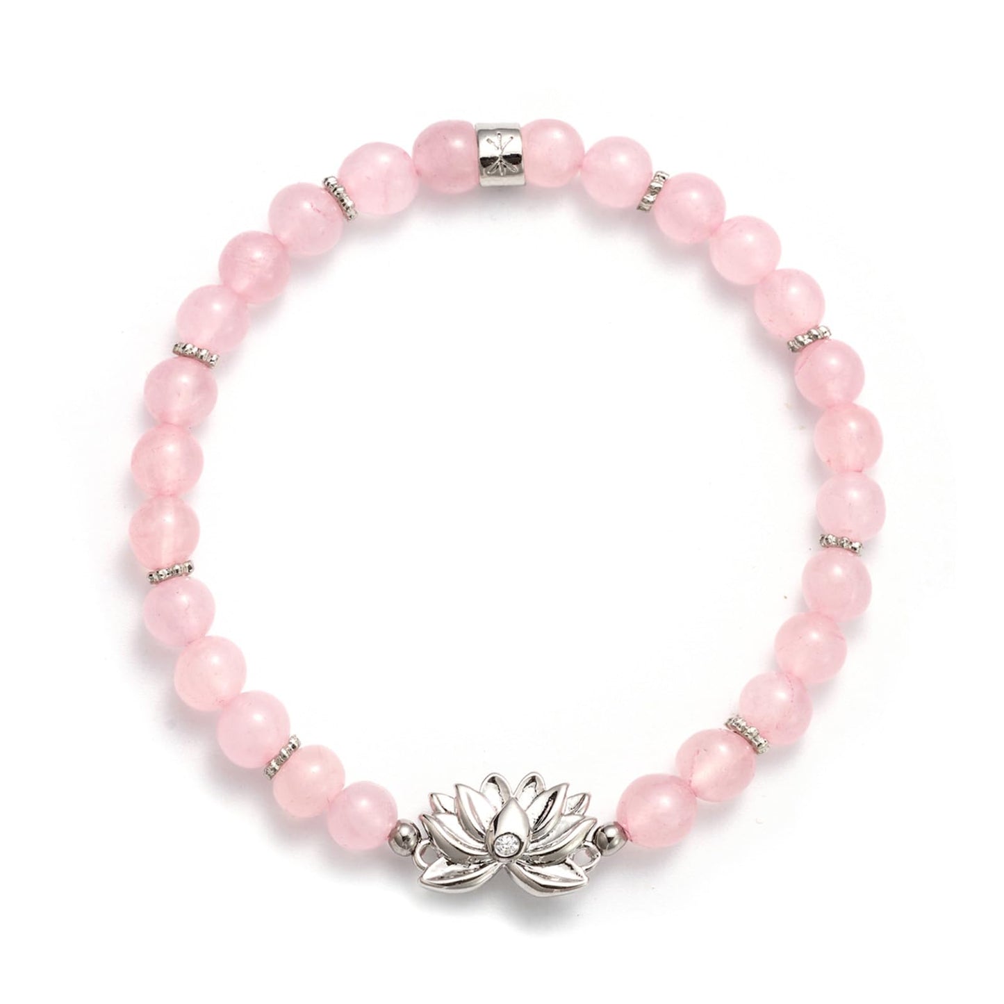 JUBILIKA Protection Bracelet, 6mm Rose Quartz Crystal Bracelet With Lotus Charm for Protection & Balance Healing Energy Feng Shui Gifts for Women