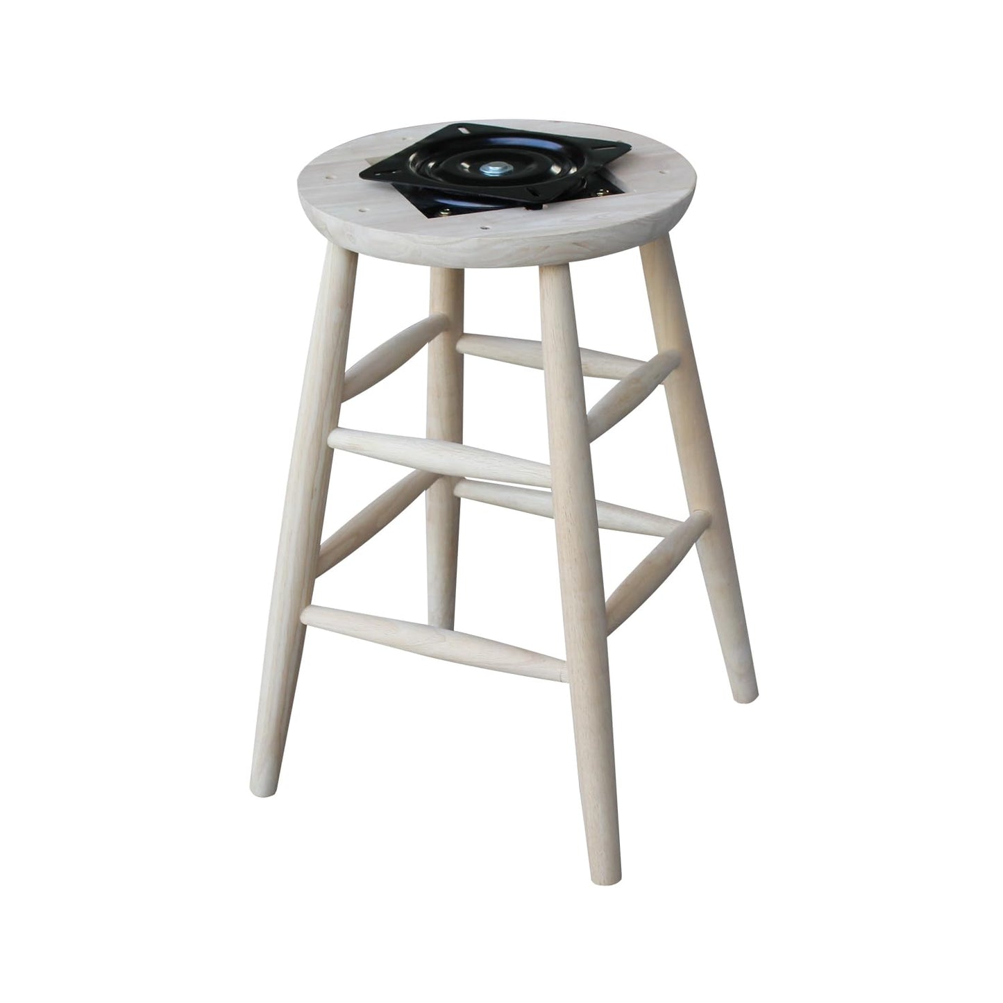 HomeStock African Artifacts Swivel Scooped Seat Stool, 24" Seat Height, Solid Hardwood, 14" x 14" x 24", Fully Assembled, Ideal for Residential Use, Stylish & Durable
