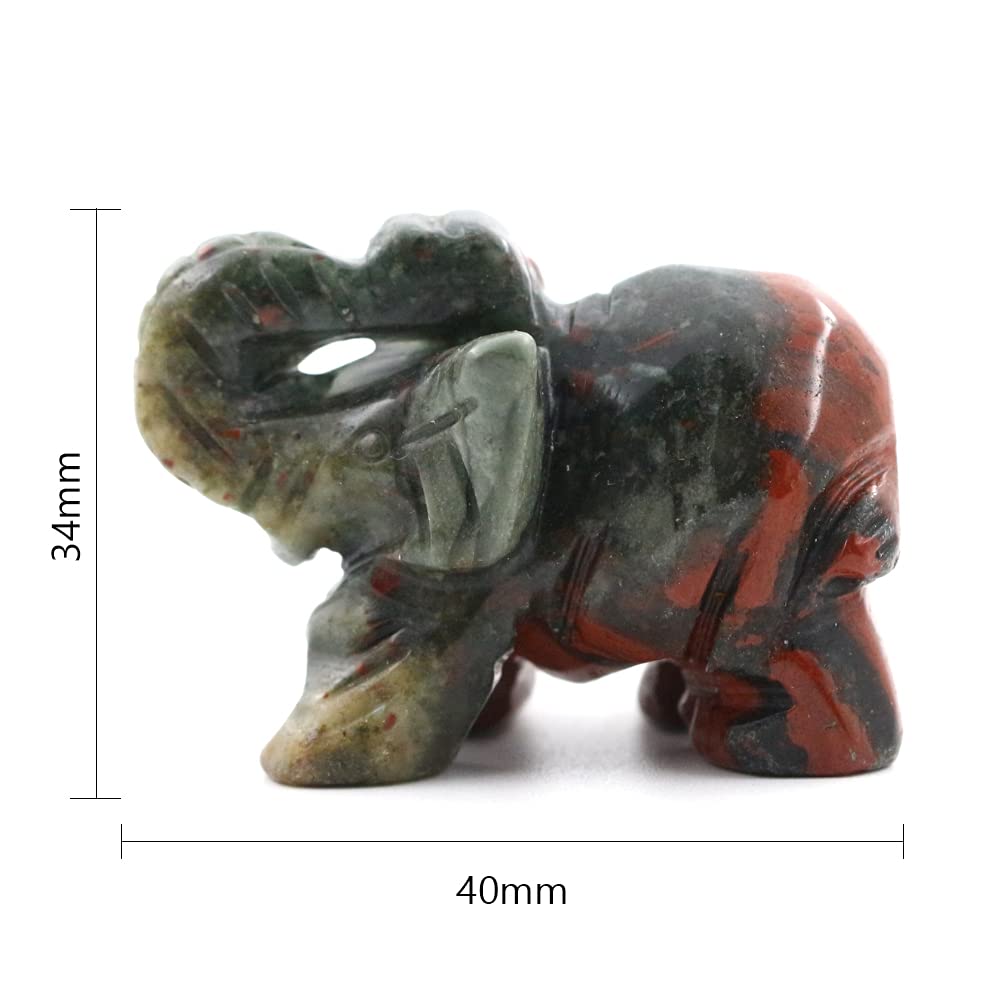 Ouubuuy Africa Bloodstone Crystal Elephant Pocket Guardian Figurine Elephant Statue 1.5 inch for Healing Reiki Spiritual Gift Cute Meditation Office Room Desk Decor