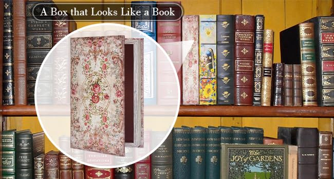 ZWUCAY Book Box Decorative Storage Box Faux Wood with Magnetic Cover Storage for Hidden Jewelry,Photos, Greeting Cards,Remotes，M Size Box -4-02