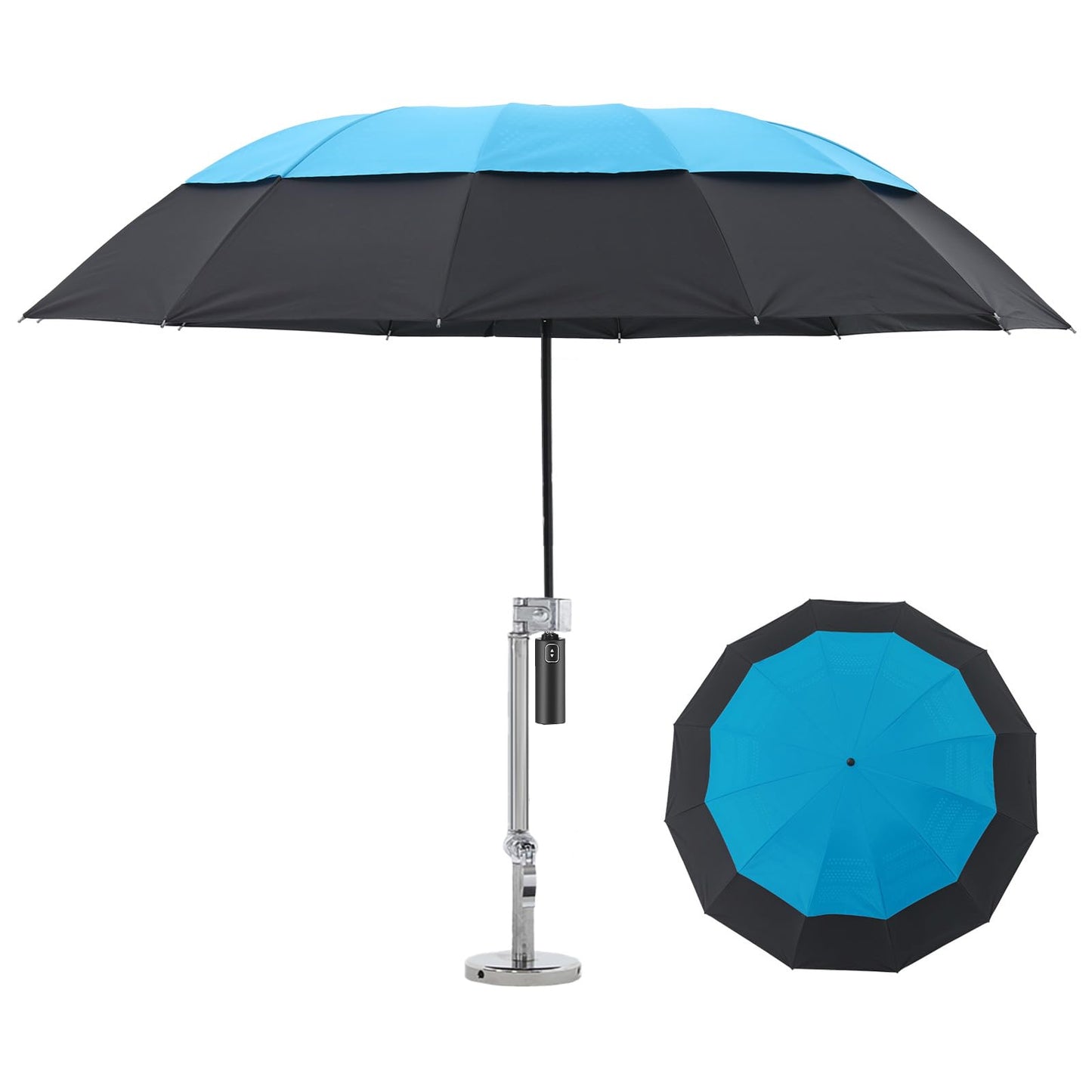 Sexlieu Magnetic Umbrella with Base Kit, Folding HVAC Umbrella with Magnetic Base & Clamp, Stay Cool and Dry for Rooftop & Construction(60in-Sky Blue)