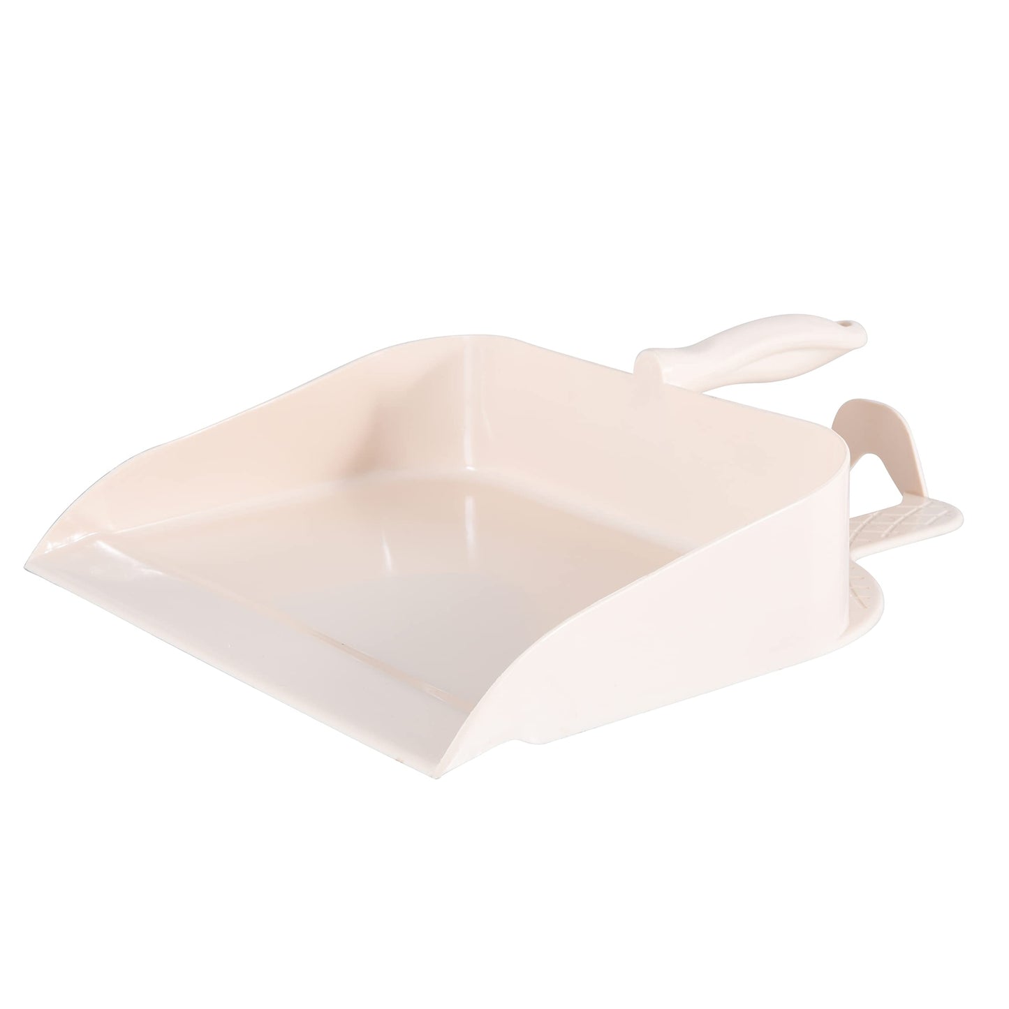 Superio Heavy Duty Plastic Step-on Dustpan with Comfort Grip Handle White, Durable, Lightweight Multi Surface Dust Pan Easy Broom Sweeping, 10-inch Wide, 1-Pack