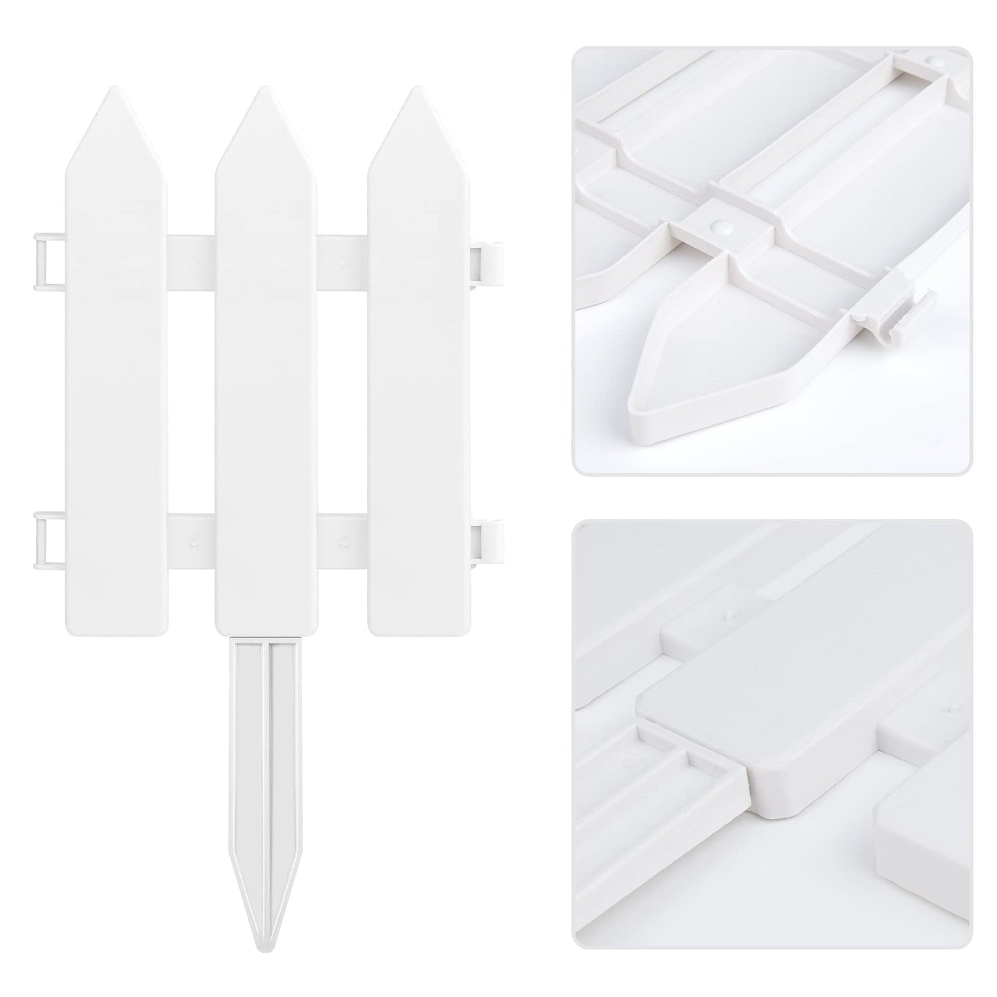 ELECLAND White Plastic Garden Fence with 22 Pieces, Picket Fence Edgings for Lawn, Flowerbeds, Plant Borders, Decorative Yard