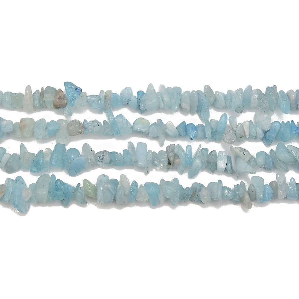 PLTbeads Gemstone Chips Natural Aquamarine 3-5mm Healing Crystals Waist Bracelets Necklace Kit Irregular Stone DIY Crafts Design Jewelry Making Approxi 32 inch