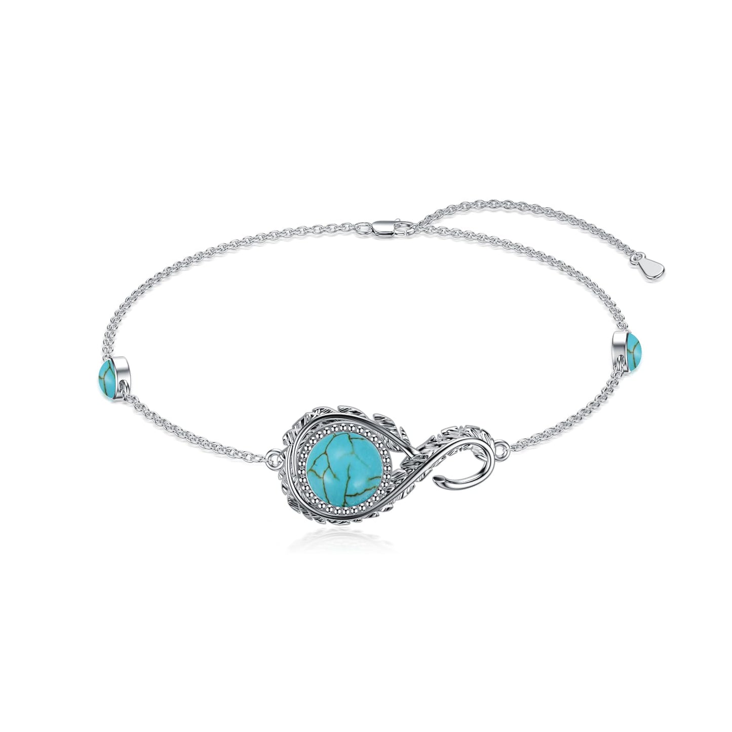 BETHZA Natural Turquoise Bracelet 925 Sterling Silver Real Turquoise Gemstone Adjustable Link Western Boho Jewelry Gifts for Women