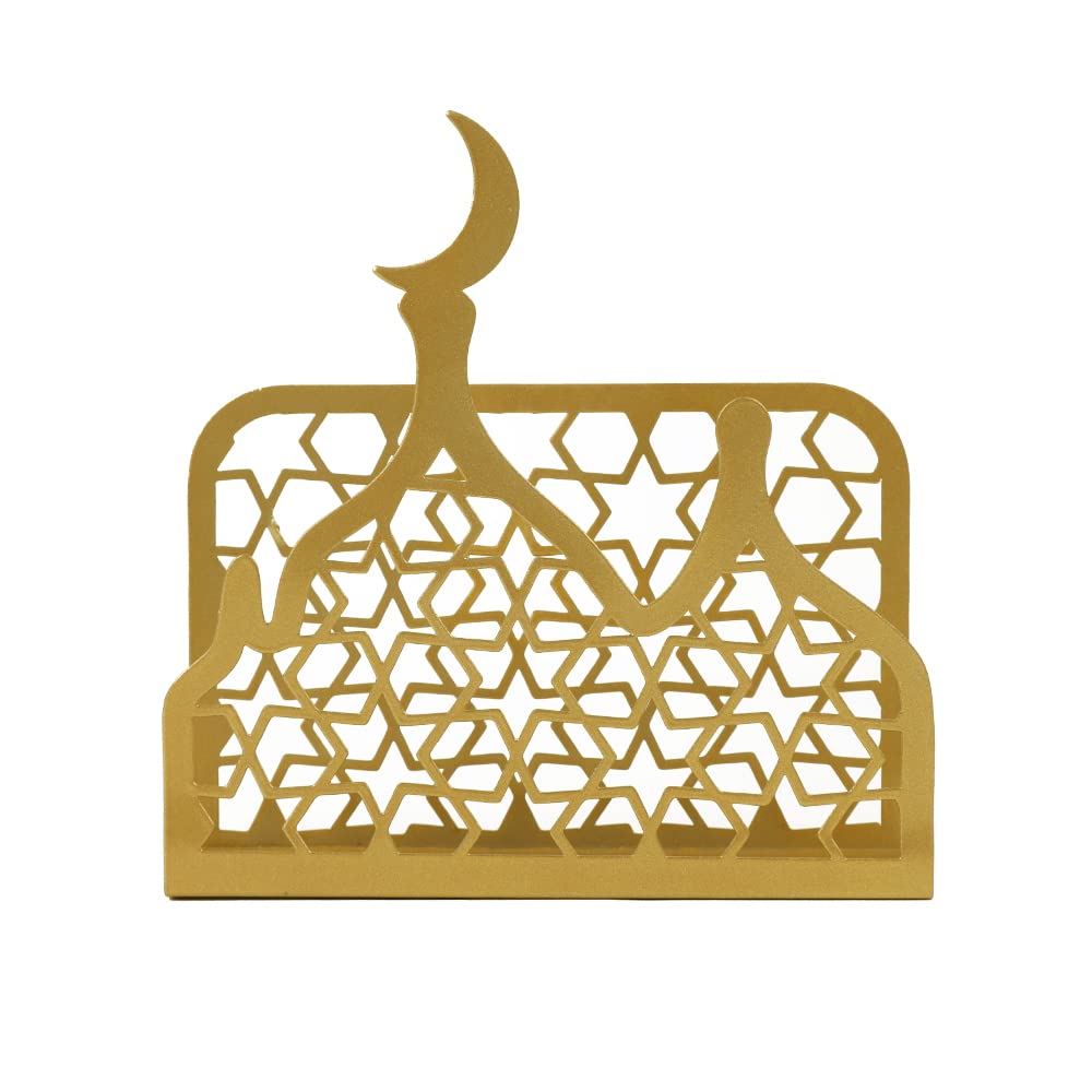 PTYQU Eid Mubarak Decorations,Ramadan Kareem Paper Towel Holder Metal Paper Napkin Tissue Table Decor for Ramadan Gifts