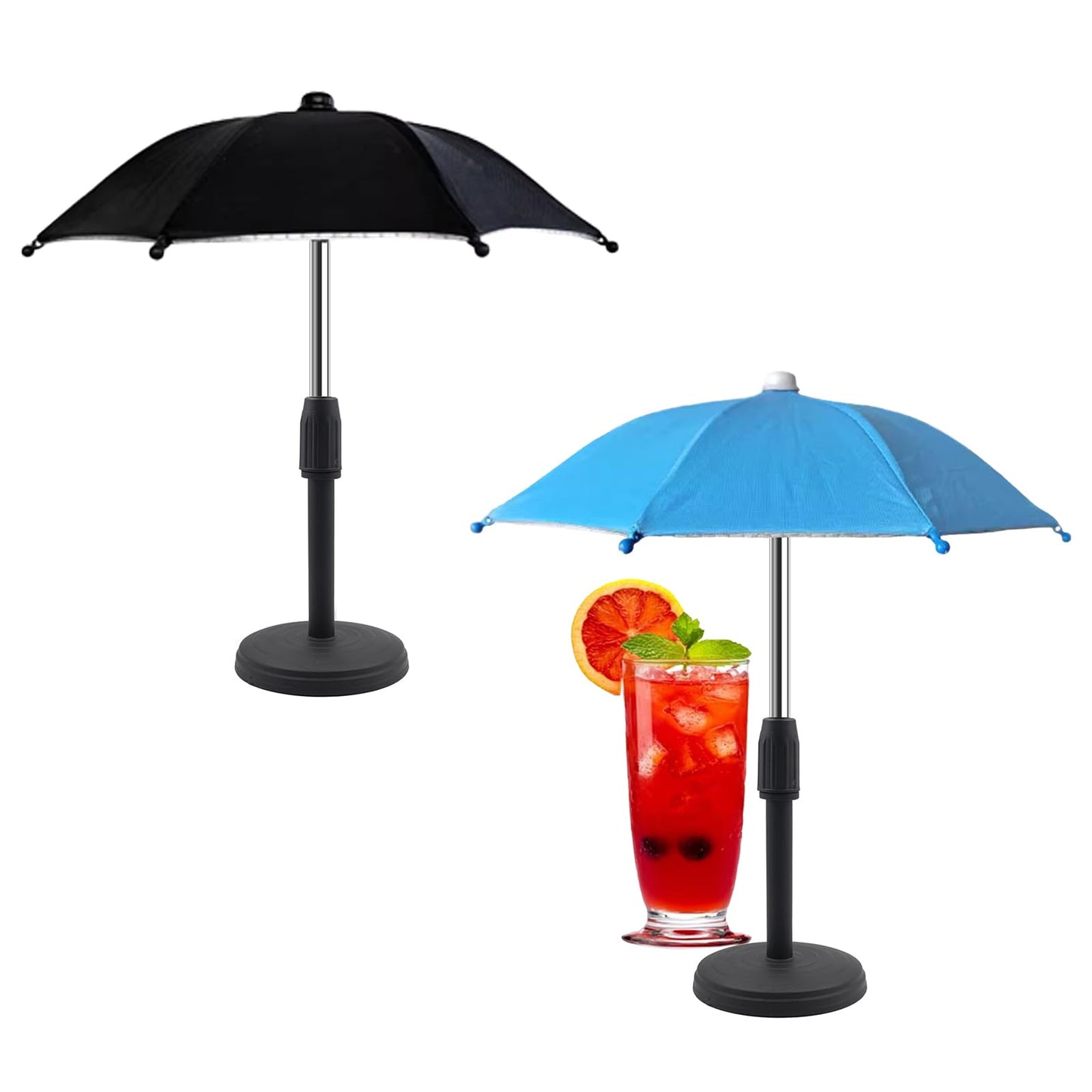 2 PCS Mini Sun Shade Umbrella with Heavy Duty Base, Mini Pool Umbrella to Keep Your Drinks Cold and Prevent Overheated Phone, Portable Foldable Drink Shade for Pool, Beach, Camping, Patio (10.6in)