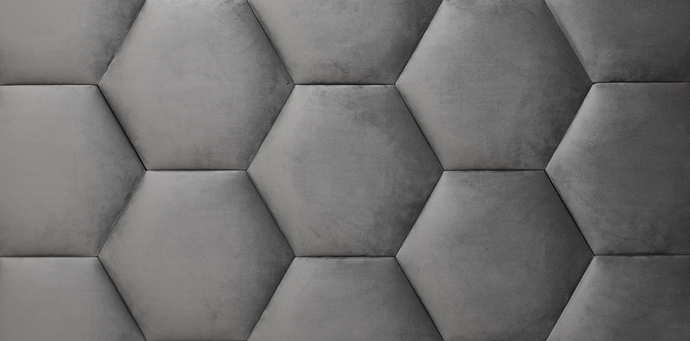 Wall!Supply - Gray Hexagon Velvet Wall Panels - Plush Textile Wall Covering for Feature Walls - Textured Peel-and-Stick Wallpaper Alternative - Sound Dampening - Easy DIY Installation (2-Pack)