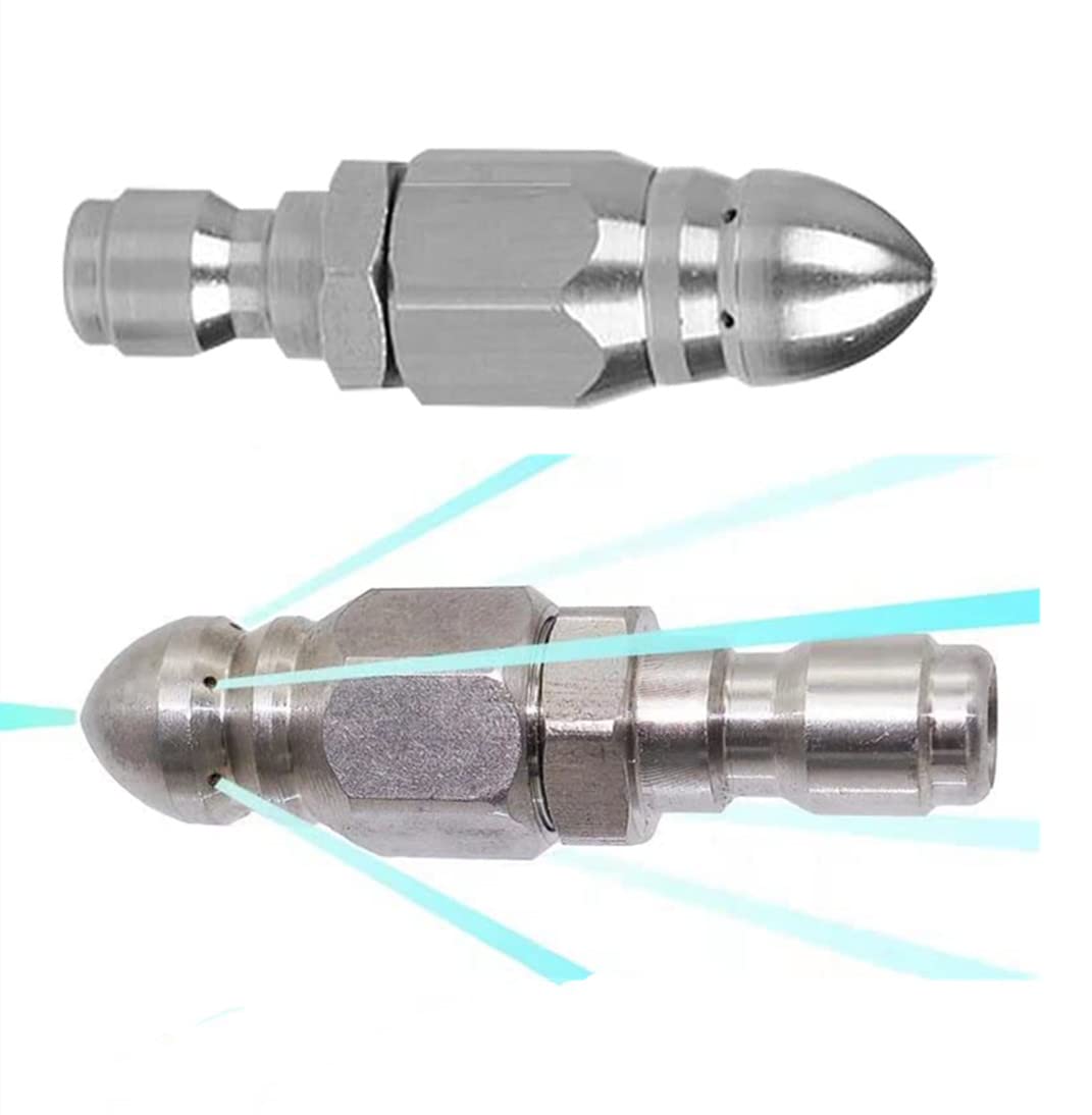 MIZORLIE (2 Sets) Pressure Washer Sewer Jetter Nozzle with Stainless Steel, Mini Compact Durable Sewer Jet Nozzle,Pressure Drain Jetter Hose Nozzle,1/4'' Quickly Connector, 5000 PSI