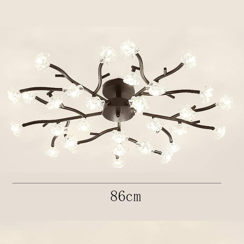 EUUDROBY Creativity Crystal Ceiling Light Fixture Nordic Tree Branch elier Painted Iron Finish Pendant Light Indoor Home Modern Simple Hanging Ceiling Lamp, 30 Lights, Black