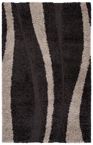 SAFAVIEH Florida Shag Collection Accent Rug - 3'3" x 5'3", Dark Brown & Beige, Non-Shedding & Easy Care, 1.2-inch Thick Ideal for High Traffic Areas in Entryway, Living Room, Bedroom (SG451-2813)