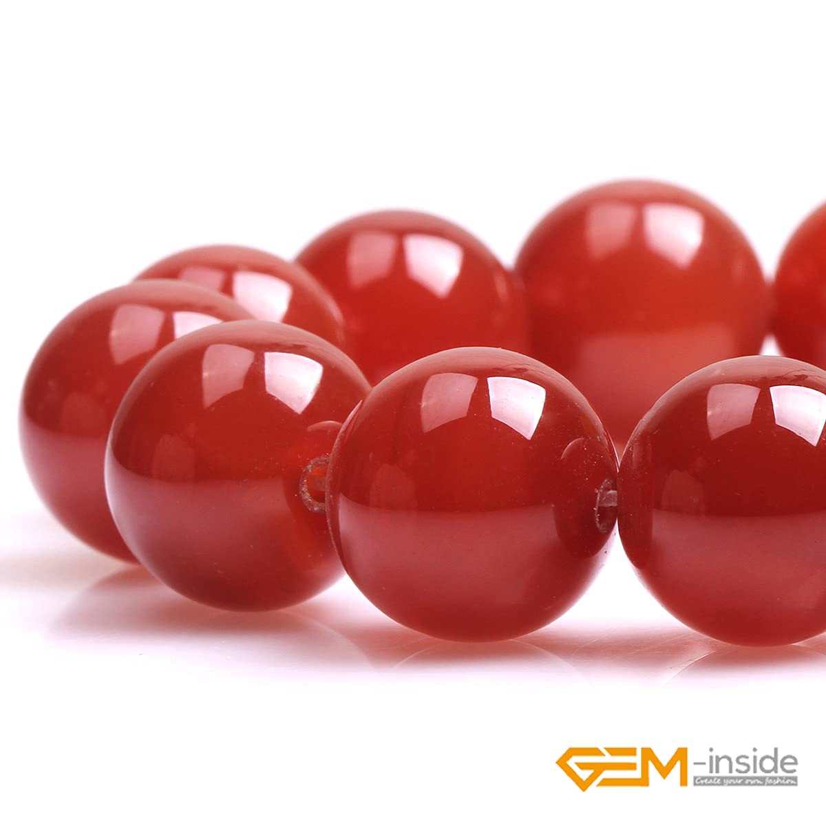 GEM-Inside Natural 18mm Carnelian Red Agate Round Gemstone Loose Beads Crystal Energy Stone for Jewelry Making 15 Inches