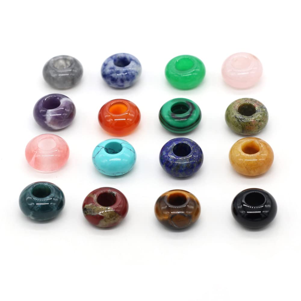 Natural Semi-Precious Stone Large Hole Loose Beads Abacus Shape Fashionable Opal Amethyst Unakite Rose Quartz Charm Beads for Making Necklace Bracelet 5x10mm