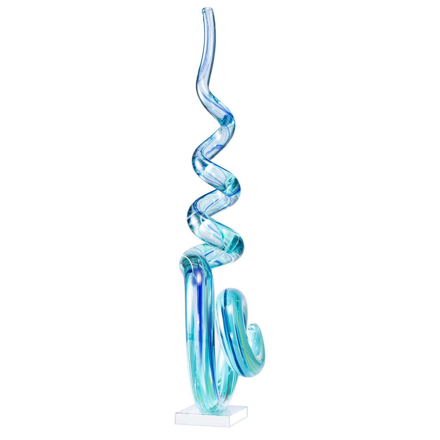 15" Tall Hand-Blown Murano-Style Glass Sculpture Statues Art Ornament Statue Figurines Home Decor Accent Piece Coastal Ocean Nautical Home Decor,Shelf,TV Stand,Tabletop Centerpieces,Wonderful Gift