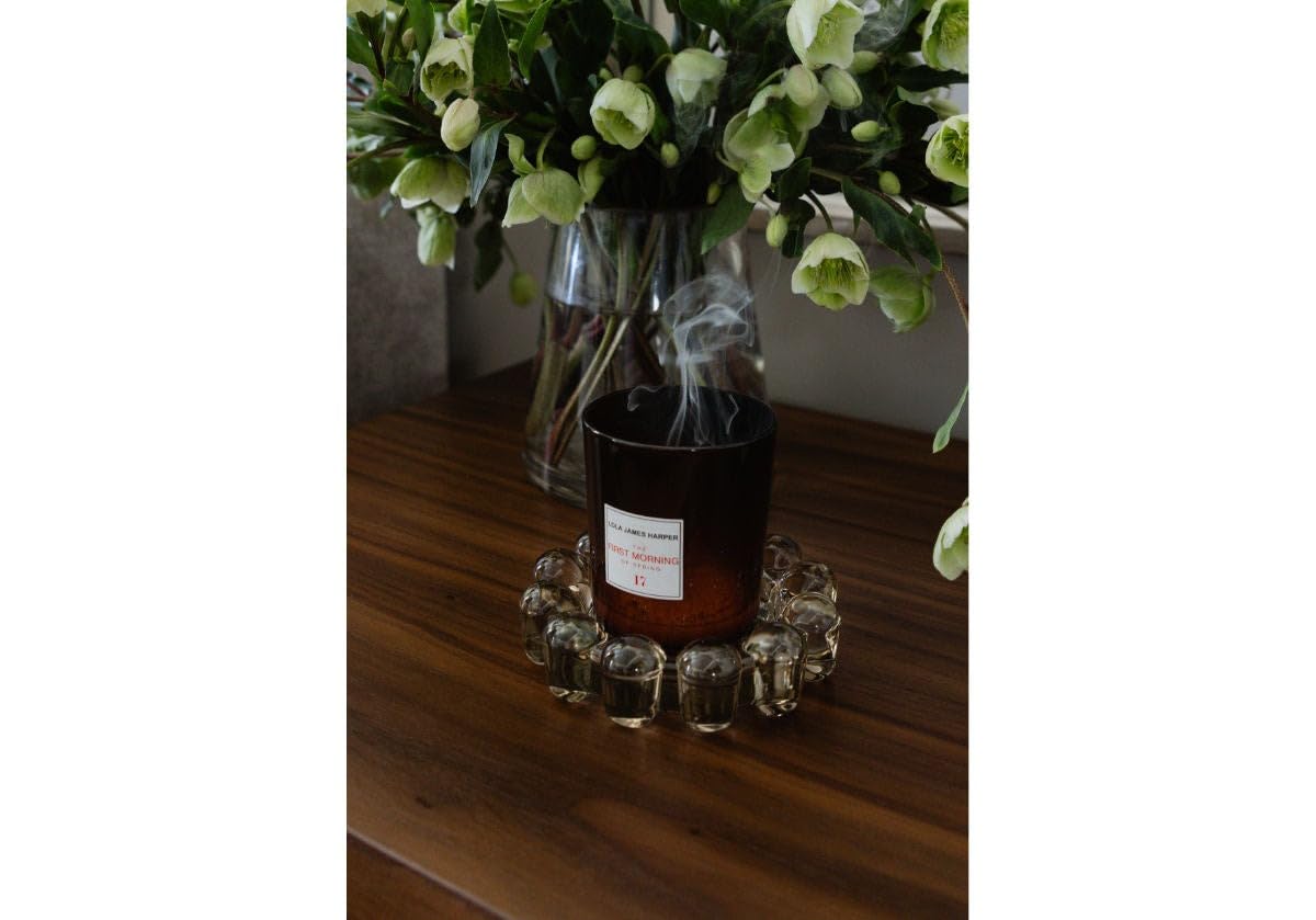 Alice Lane Original Bubble Candle Dish – Chic Smoky Glass Candle Dish for Home Decor – Decorative Modern Candle Holder for Small Candles & Diffusers