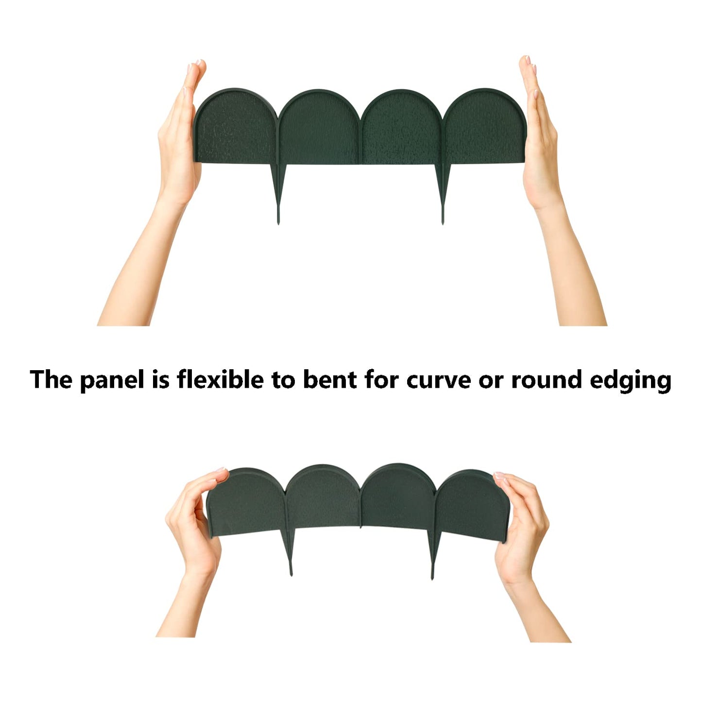 Evelyne Garden Border Edging in Half Round (Semicircle) Arched Design - 15pcs Green Yard Landscaping Fence Liner Lawn Edge Barrier - 20ft. Kit of Decorative Lawn Landscape Panels Elements