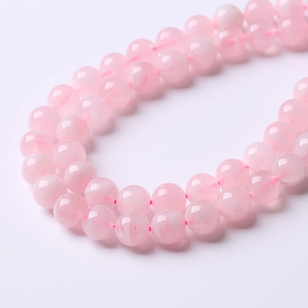 36pcs 10mm A+ Natural Madagascar Rose Quartz Crystal Beads Energy Crystal Healing Power Gemstone for Jewelry Making DIY Bracelet Necklace (Madagascar Rose Quartz, 10mm)