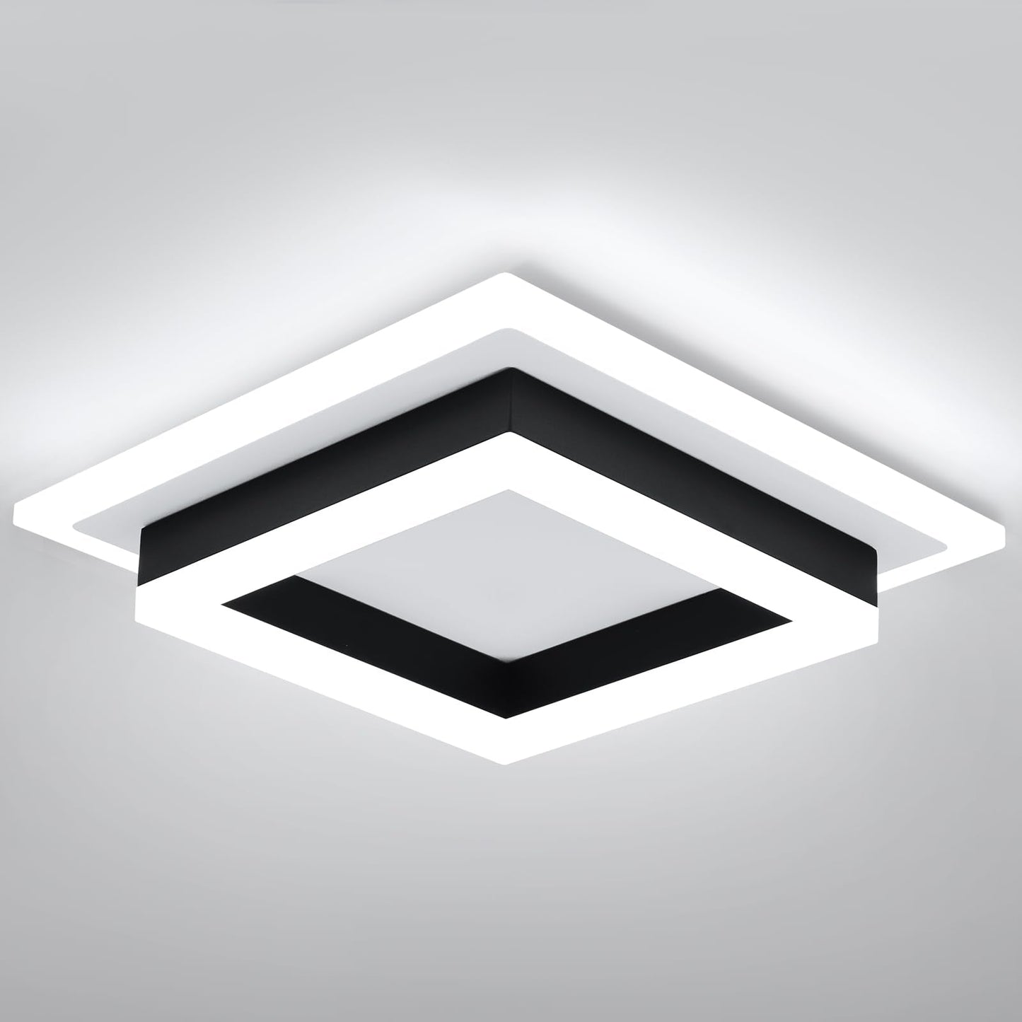 EIDISUNY 32W Modern LED Ceiling Light, Small Flush Mount Light Fixture, 6500K Cold White Ceiling Lamp, Square Hallway Lighting Fixtures for Living Room Bedroom Bathroom Kitchen (White, Cold White)
