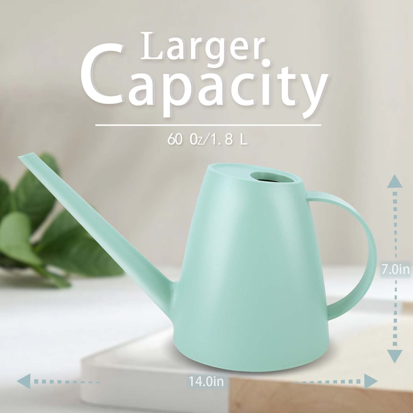 Watering Can for Indoor and Outdoor Plants - Long Spout Water Can for Garden, Flower, House Plants - 1.8L/1/2 Gallon (Green)