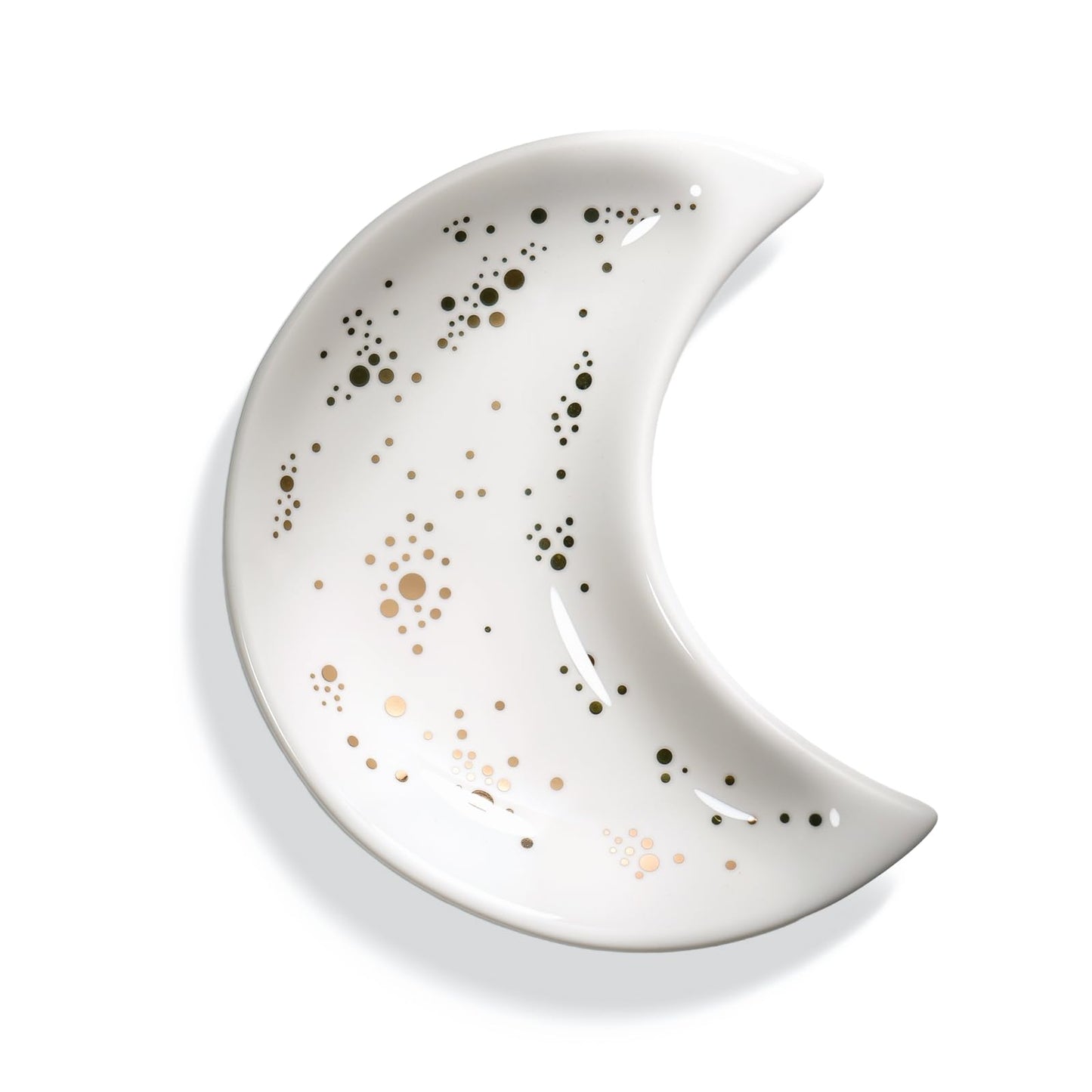 Yanluxr White Moon Jewelry Dish, Decorative Ceramic Trinket Tray for Rings Earrings Necklaces, Birthday Christmas Gift for Women