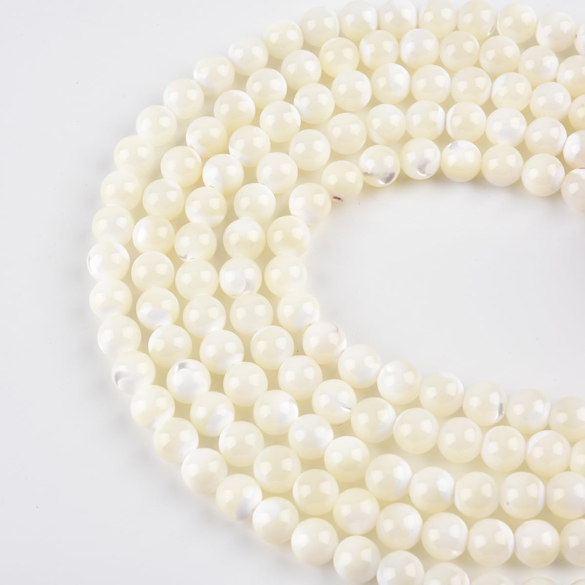 6mm Natural Mother of Pearl Shell Beads Round Gemstone Loose Beads for Jewelry Making (58-65pcs/strand)