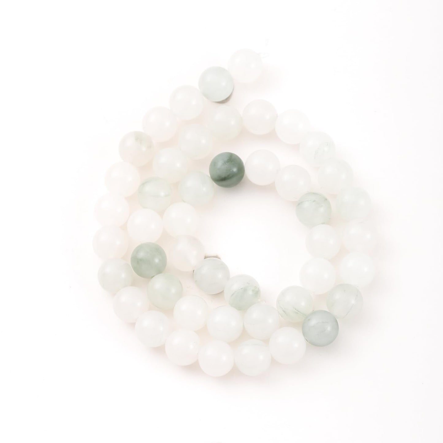 10mm 38pcs DIY Natural White Jade Stone Beads Round Healing Crystal Gemstone Loose Beads for Jewelry Making Handmade Bracelet Necklace