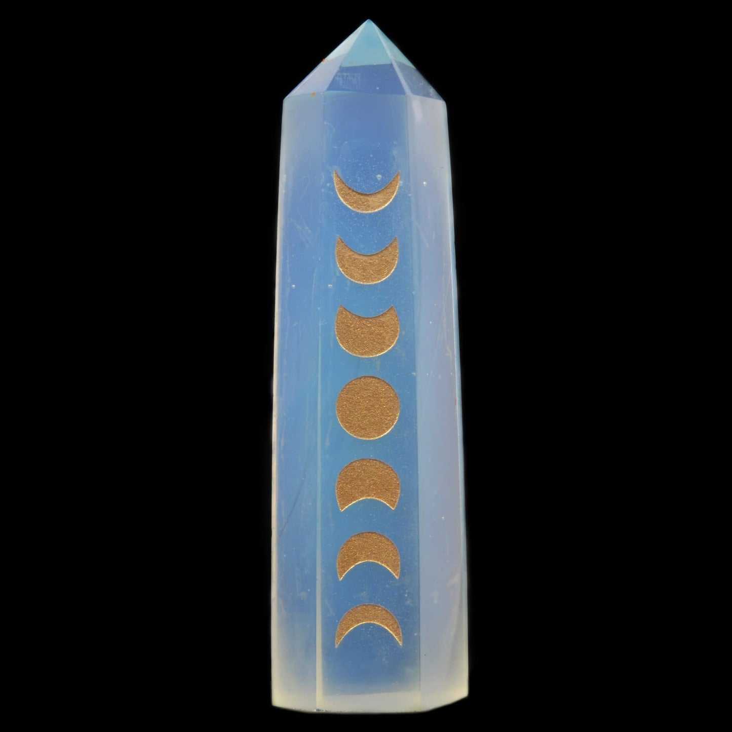 Synthetic Opalite Phase of The Moon Phase Lunar Crystal Tower Healing Crystal Wand For Spiritual Use Hexagonal Point Reiki Chakra Gemstone Home Office Decor