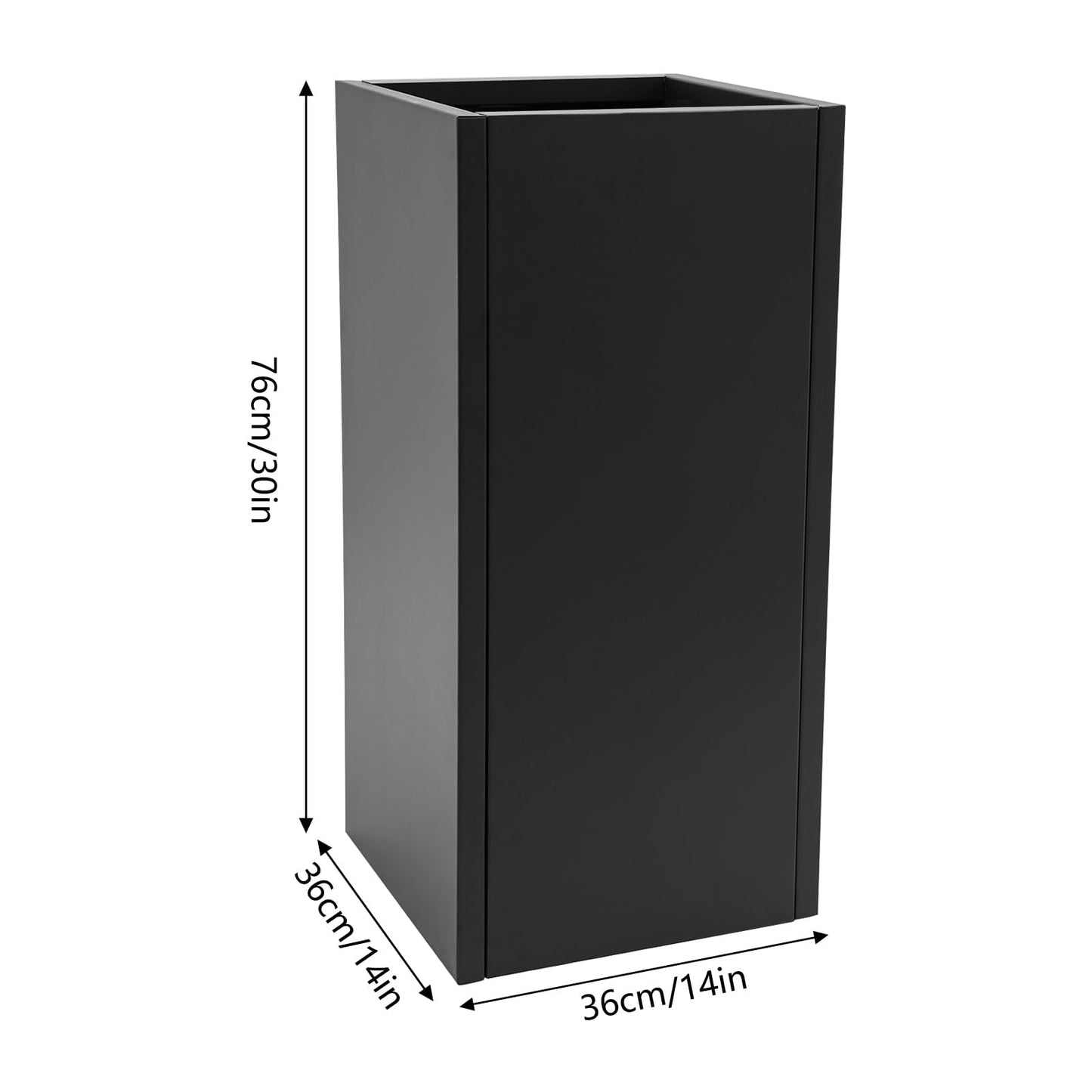 GDAE10 Tall Planter Box Large Metal Flower Pot, 14 x 14 x 30 Inches Standing Rectangle Container for Plants,Modern Steel Planters with Drainage Hole for Patio, Garden, and Balcony (Black)