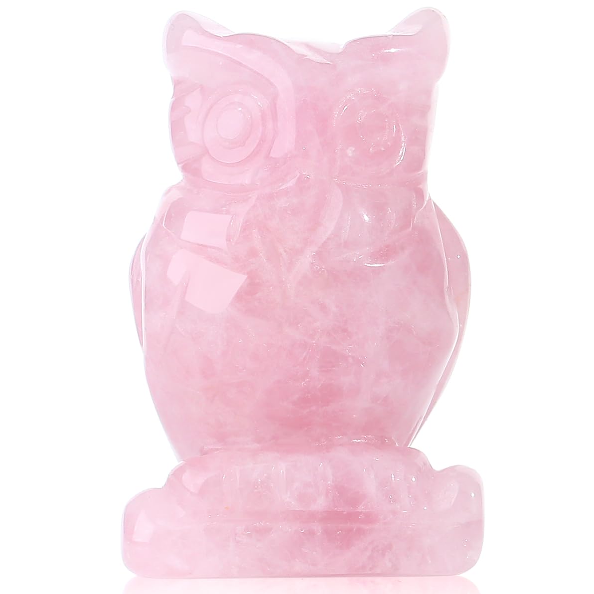 YATOJUZI 2” Owl Decors Natural Rose Quartz Crystals Stones Pink Cute Decor Polished Hand-Carved Sculpture Statue Figurines Gemstone Home Office Desk Decoration Reiki Energy Gifts