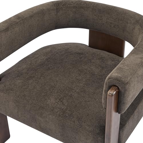 Christopher Knight Home Nettie Modern Accent Chair for Living Room, Velvet Fabric Single Lounge Sofa Chair with Wooden Frame, Comfy Reading Chair for Bedroom, Lounge Armchair with Cushion, Dark Brown