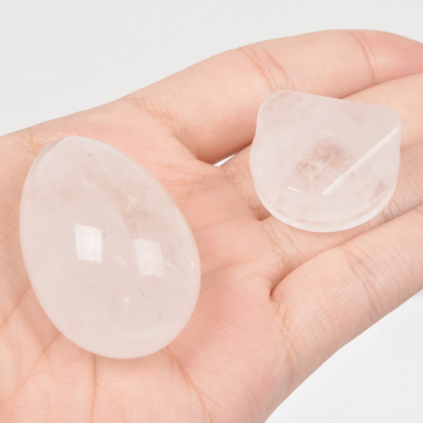 Justinstones Natural White Clear Quartz Gemstone Egg Crystal Healing Chakra Meditation Home Office Decor Stone with Stone Stand