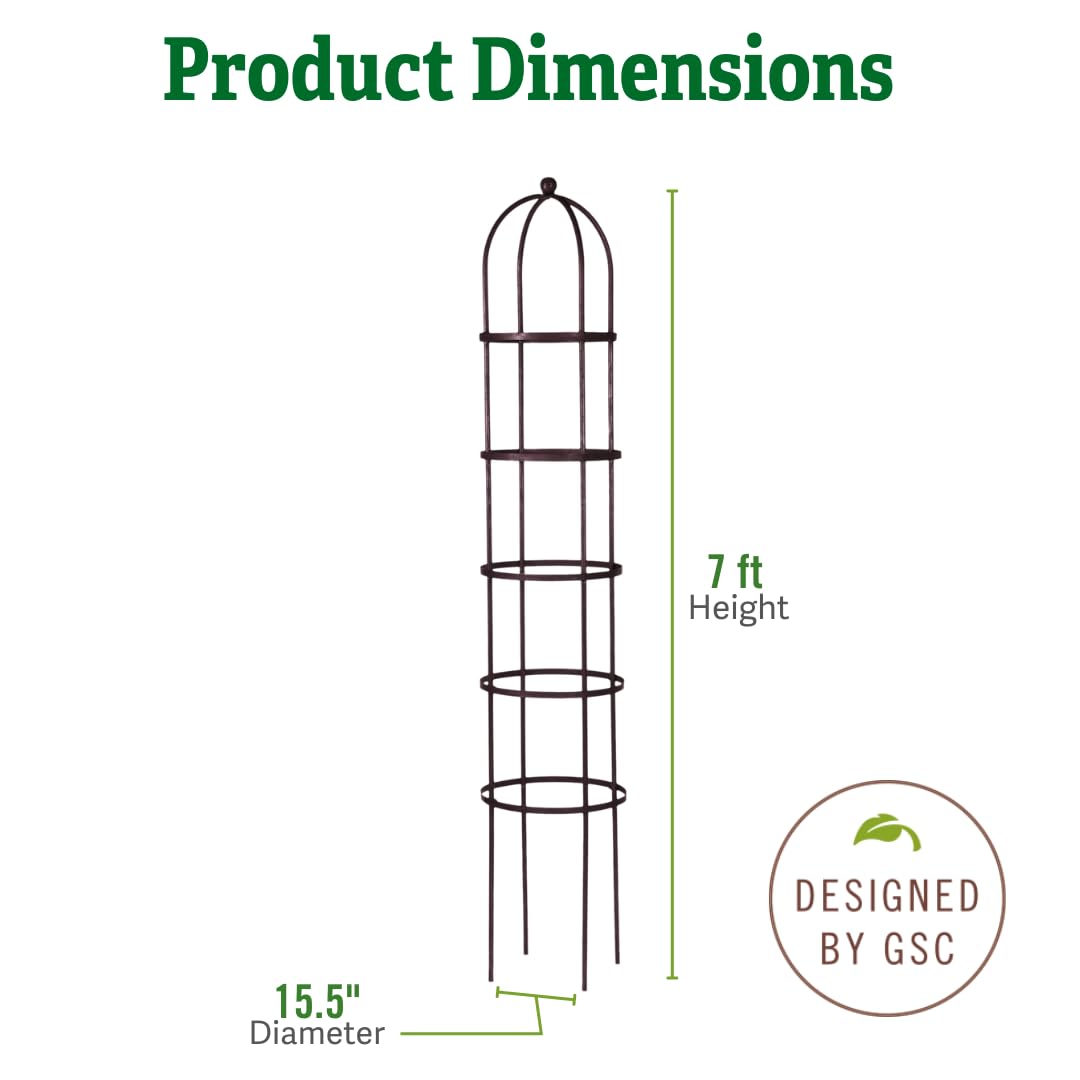 Gardener's Supply Company 7 Foot Tall Garden Obelisk | Sturdy Steel Jardin Trellis Support | for Climbing Plants, Vines, Clematis & Flowers - 15-1/2"D x 84" H