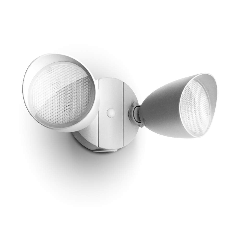 LUTEC 6222W 3500 Lumen 32 Watt 28 LED Dual-Head Floodlight Outdoor, Full Metal Design, Waterproof Exterior Security Wall Light for Patio, Garden, Yard-White