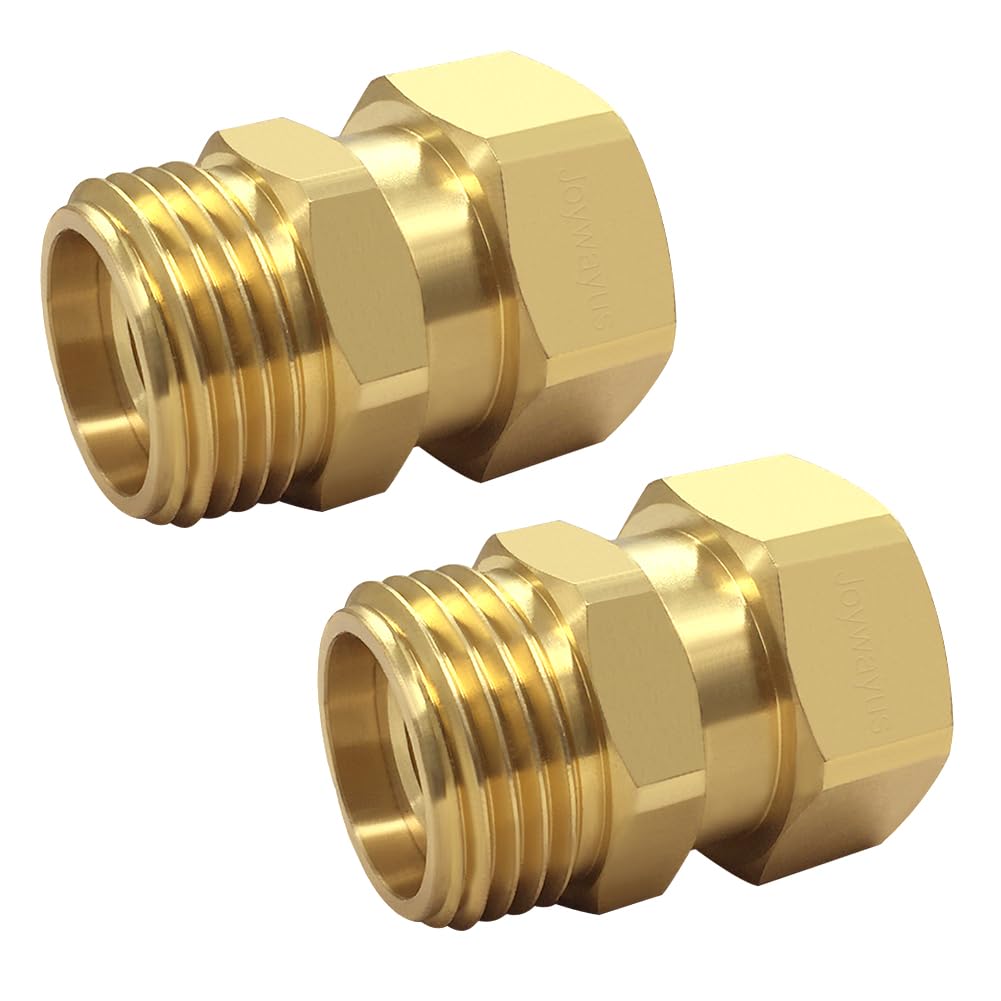 Joywayus Brass Garden Hose Swivel Connector 3/4" GHT Female x 3/4" GHT Male 360 Degree Swivel No Kinking Adapter (Pack of 2)