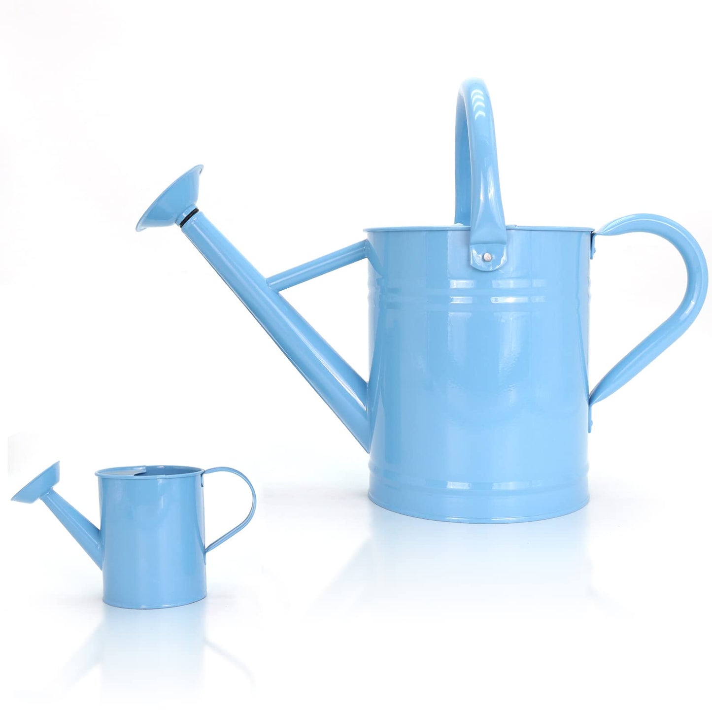 Lechloris Metal Watering Can (1 Gallon) for Outdoor&Indoor Plants with Free Small Watering can for Kids, Plant Watering Can with Removable spout, Perfect for Garden Flower, Houseplants, (Light Blue)