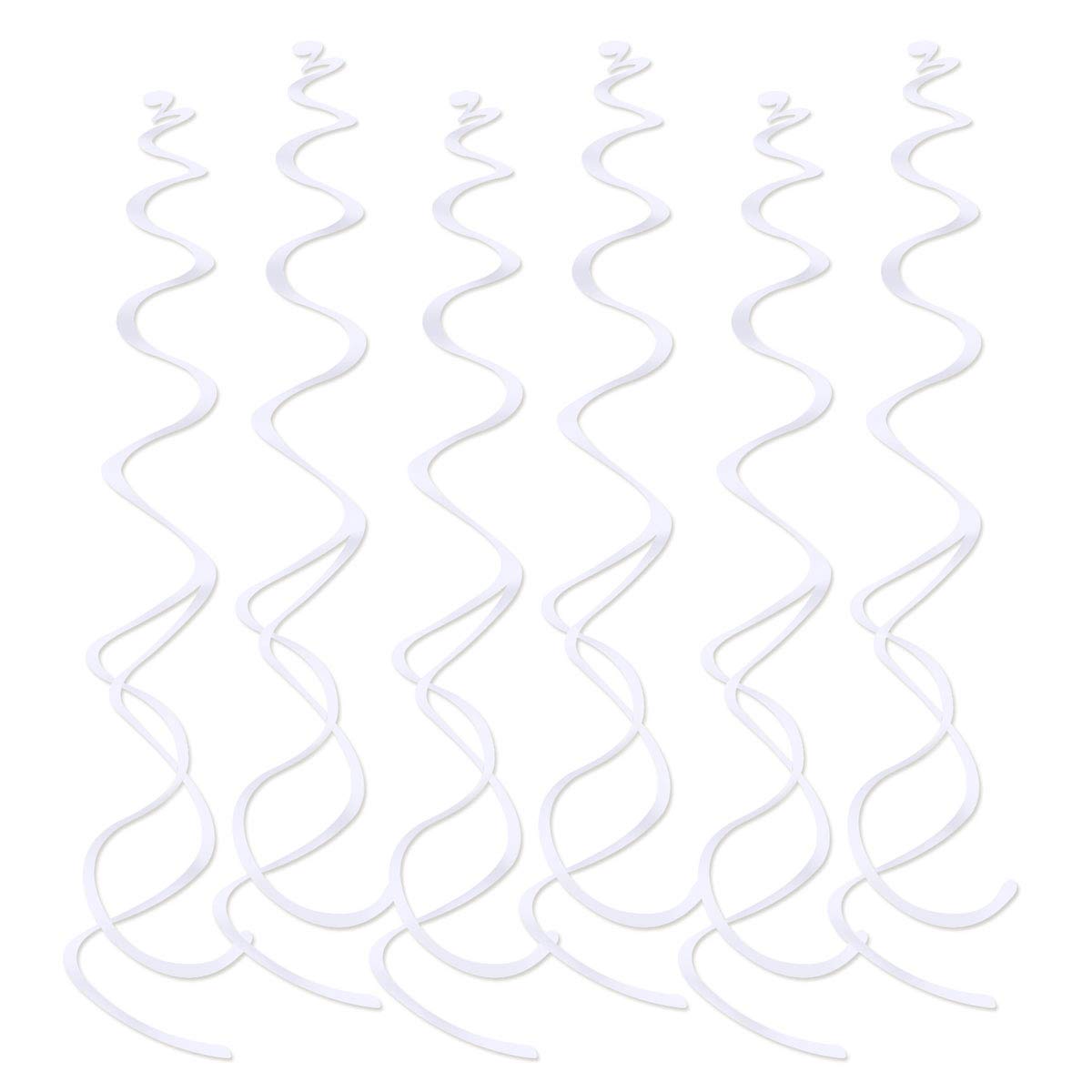 Lowki Hanging Spiral Swirl Decorations, Ceiling Decoration for Birthday,Graduation, Holiday Celebration Supplies Supper Longer 74cm/Pcs with Hook &Hem Decorative Hole -12 Pcs(White)